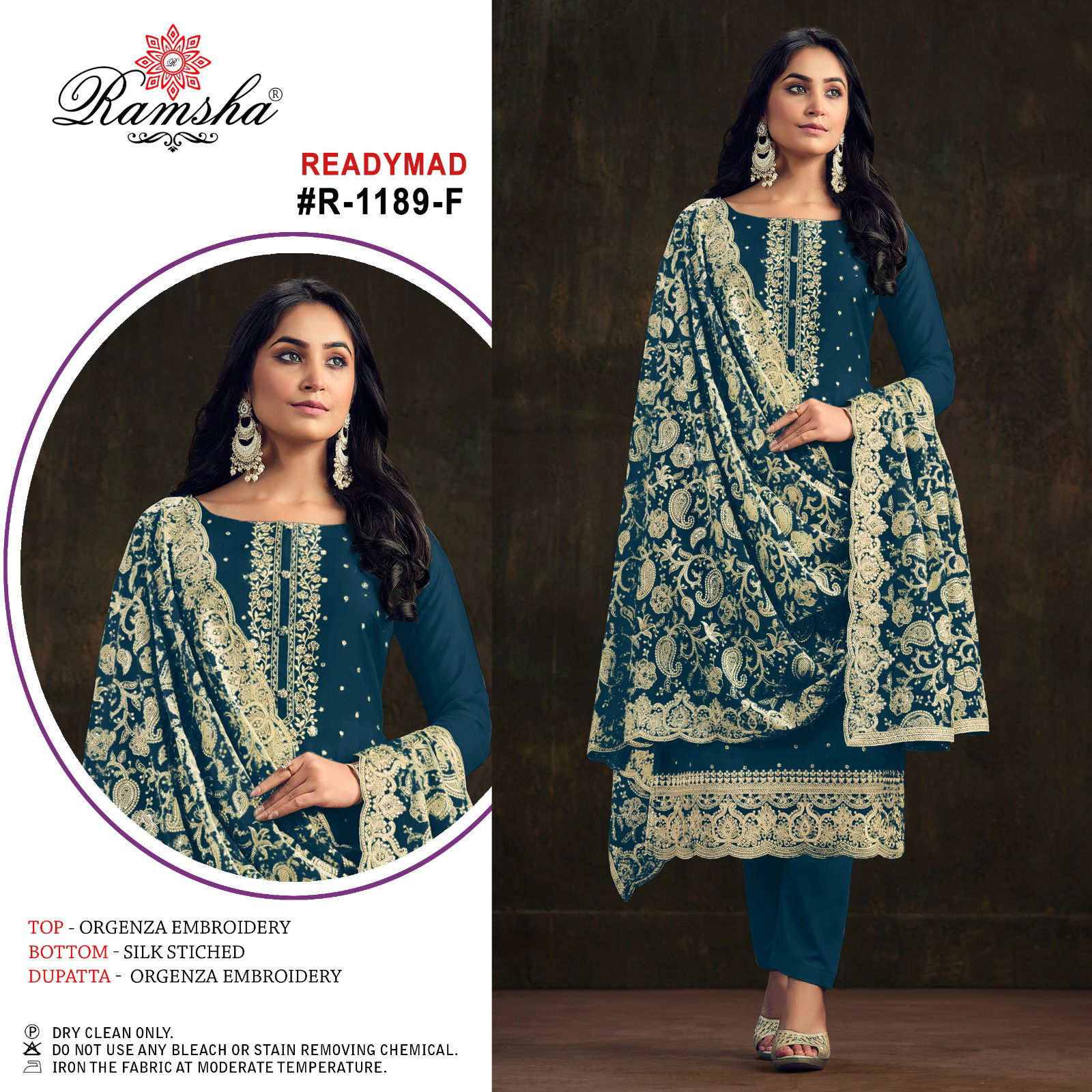 Ramsha R 1189 E To H Organza Pakistani Readymade Suits Wholesale Price In Surat
